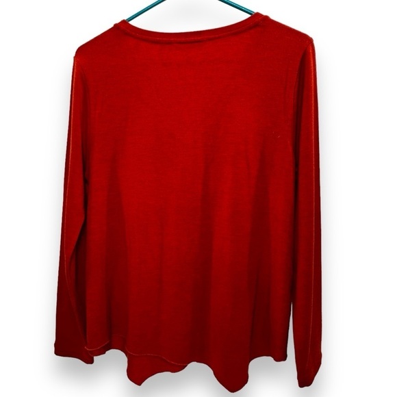 Soft Surroundings Knit V Neck Long Sleeve Red/Orange Top Women's Size Petite Med - Picture 3 of 7